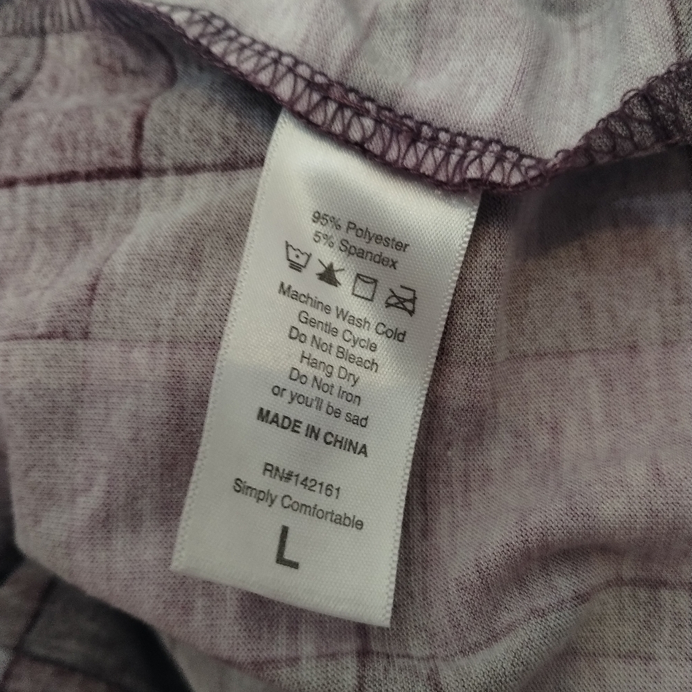 LuLaRoe Irma Tunic Top Size L Purple Plaid High Low Stretch Casual Comfy - Picture 6 of 6
